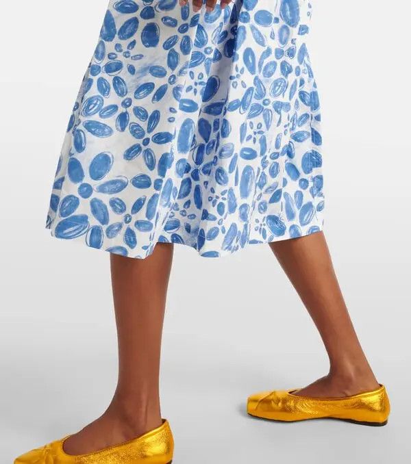 Marni o1w1db11125 High-Rise Cotton Midi Skirt in Blue Size 27" / US 4 / IT 40 - 5 Thumbnail