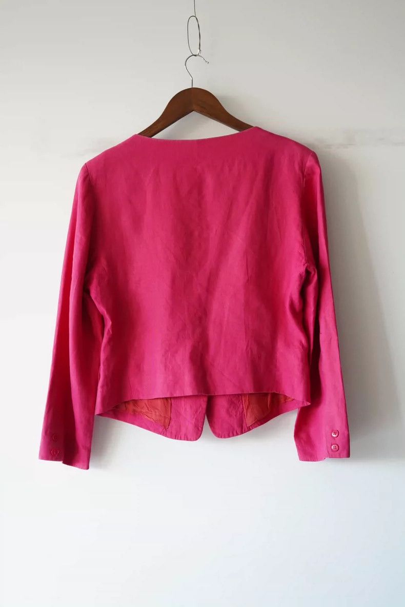 Kenzo KENZO Round collar rose red orange linen suit of the 1980s Size XS / US 0-2 / IT 36-38 - 5 Thumbnail