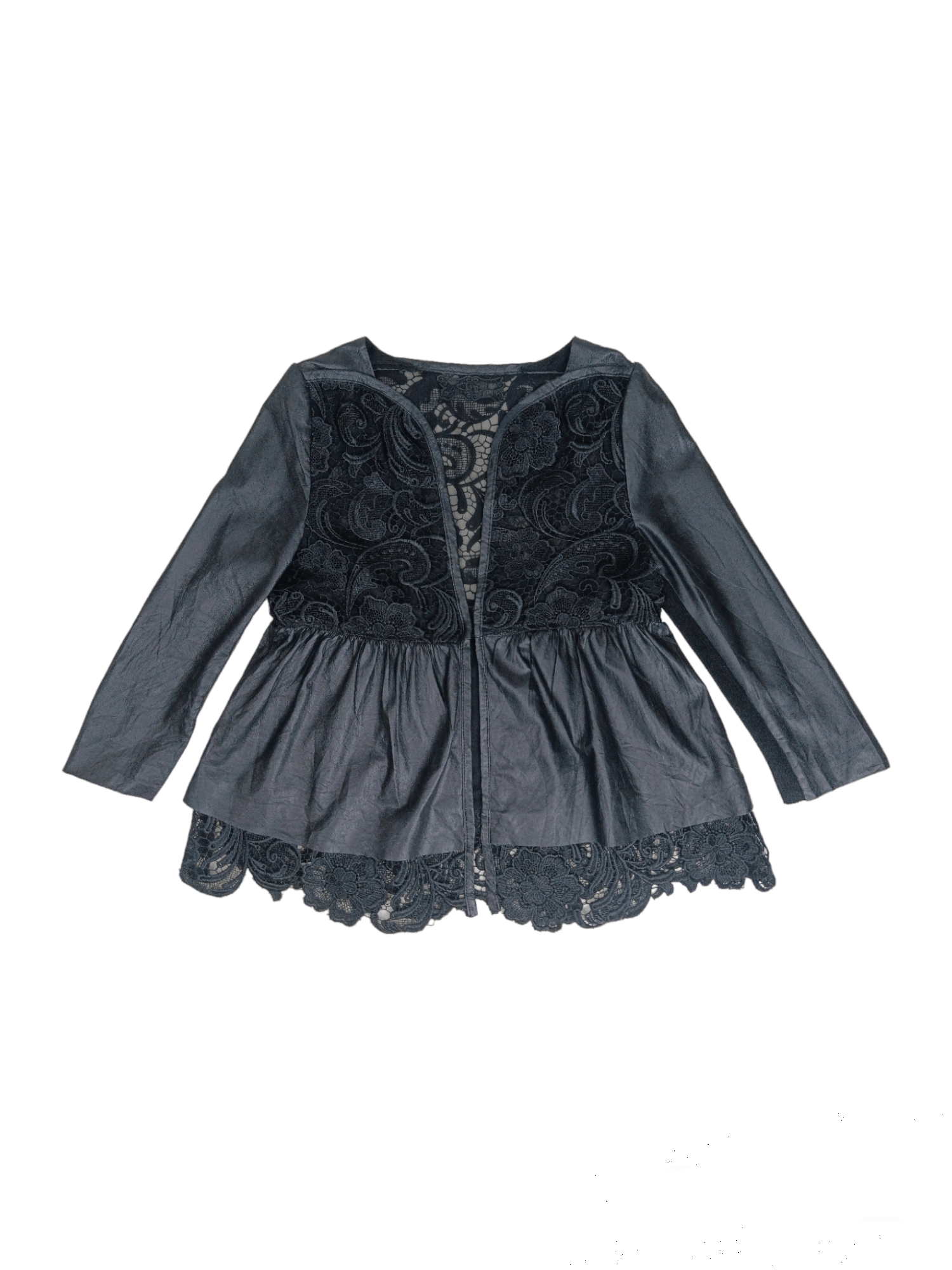 Japanese Brand y's Flower Lace, Pvc leather Mini Dress Size S / US 4 / IT 40 - 1 Thumbnail