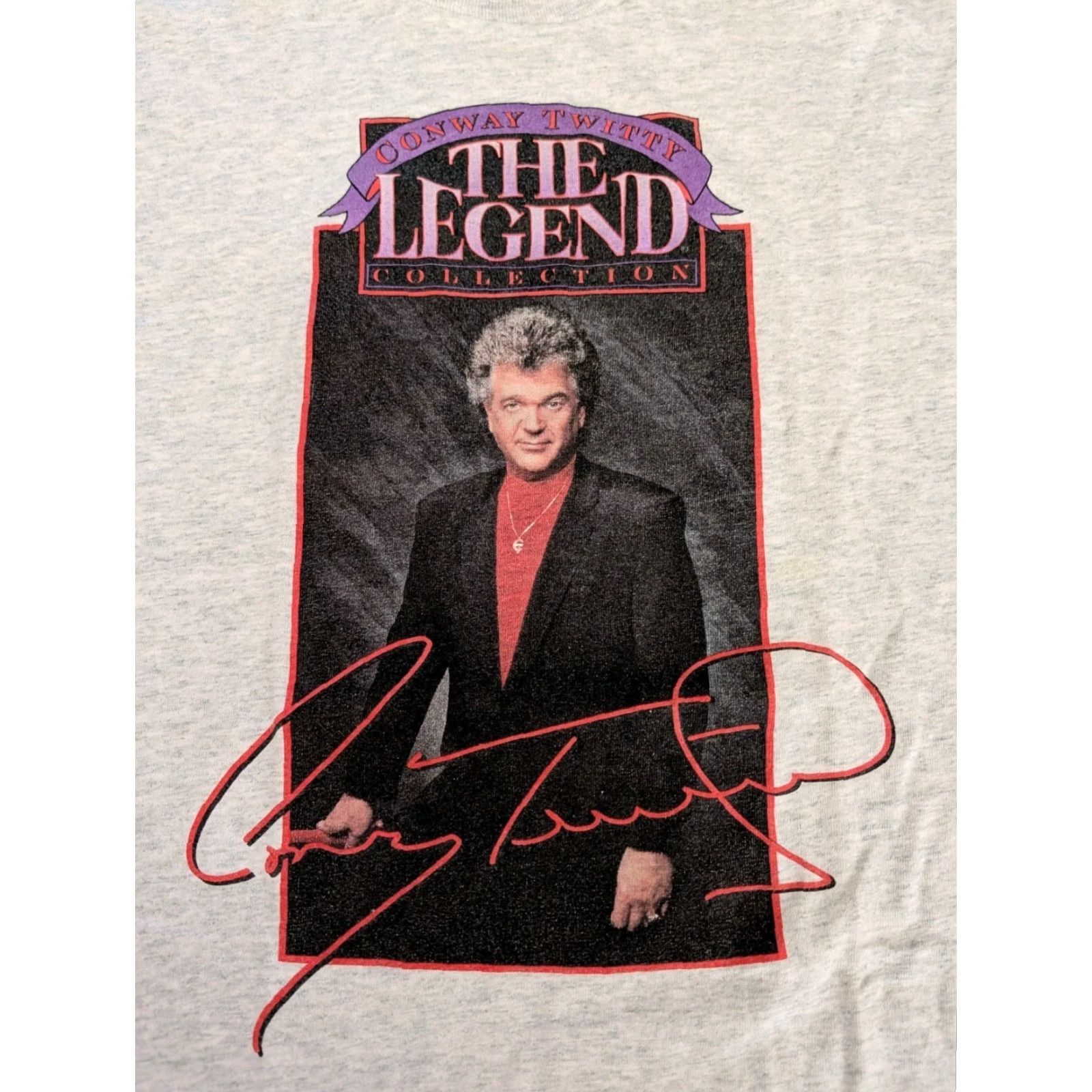 Fruit Of The Loom VINTAGE Conway Twitty The Legend Tee Shirt Gray L US Made 90s Single Stitch Country Music Mens T-Shirt Size US L / EU 52-54 / 3 - 2 Thumbnail