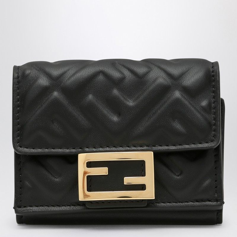 Fendi Black Micro Trifold Baguette Wallet