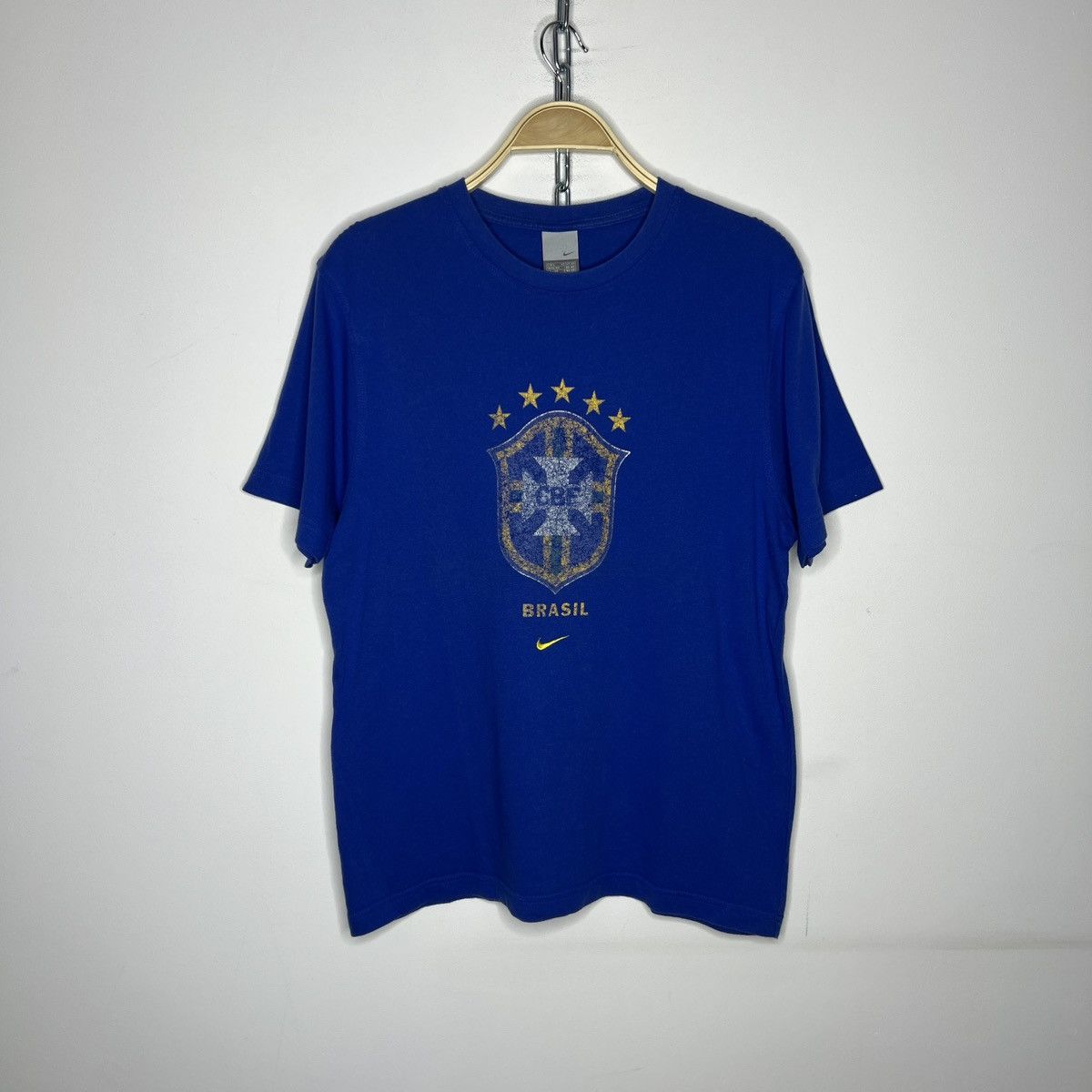 Nike × Vintage Vintage 90s Nike CBF Brazil Football Futball Blue T-shirt Size US M / EU 48-50 / 2 - 1 Thumbnail