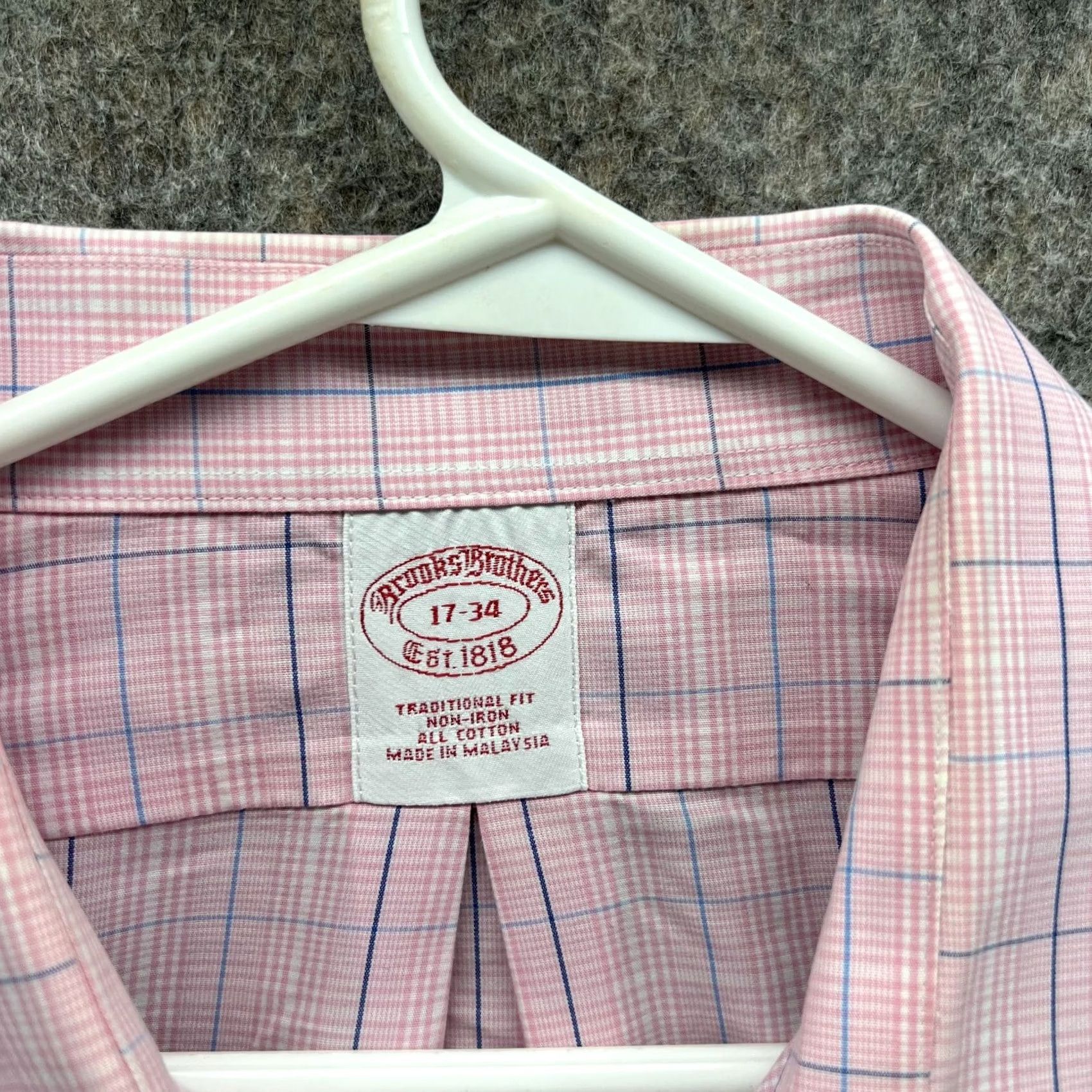 Brooks Brothers VINTAGE Brooks Brothers Shirt Men 17 34 Pink Plaid Button-Down - Casual Business Formal 50 in Chest Regular Fit Long Sleeve Total Size: 17 34 Pink Size US XL / EU 56 / 4 - 5 Thumbnail