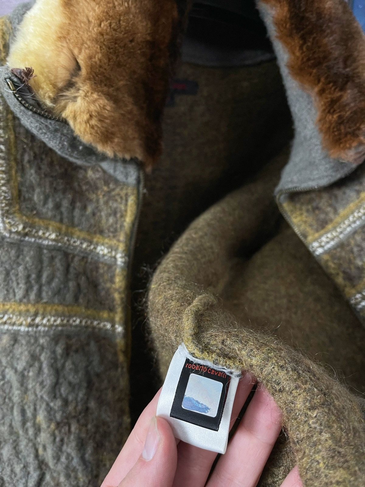 Roberto Cavalli × Vintage VINTAGE WOOL COAT with fur collar Roberto Cavalli Size M Size US M / EU 48-50 / 2 - 8 Thumbnail