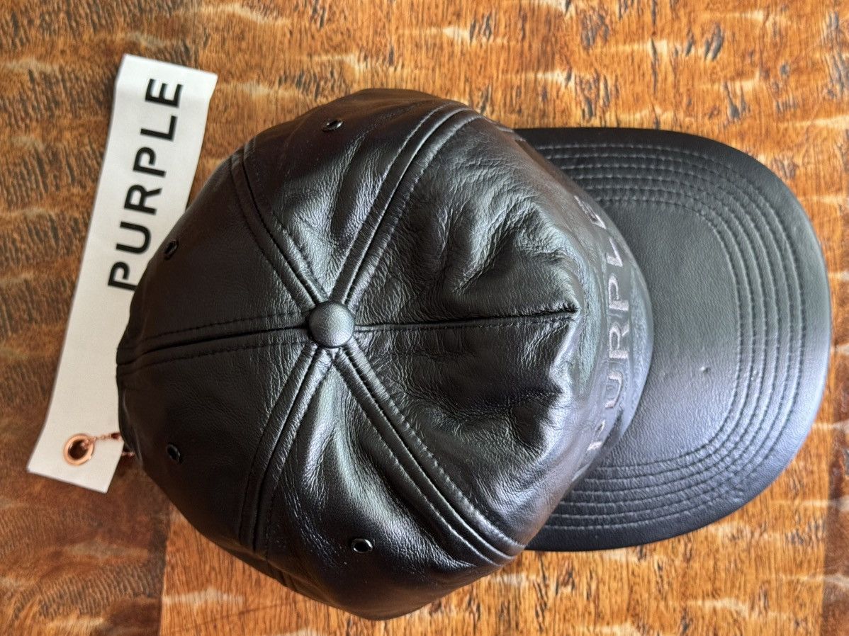 Purple Brand New PURPLE Brand Black Leather Hat Size ONE SIZE - 7 Thumbnail