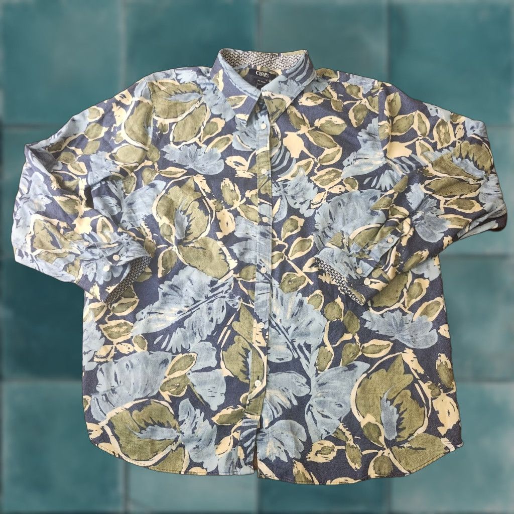 Chaps Chaps Button-Up Shirt Mens 2X Floral Hawaiian Blue Multicolor Casual Shirt 3/4 Sleeve Size US XXL / EU 58 / 5 - 1 Thumbnail