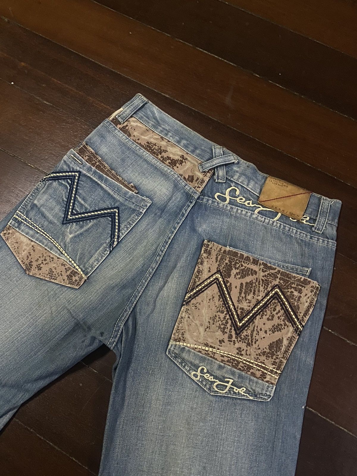 Anchor Blue × JNCO × Sean John Fire vintage SEAN JOHN WIDE LEG dirty mud wash Size US 34 / EU 50 - 6 Thumbnail