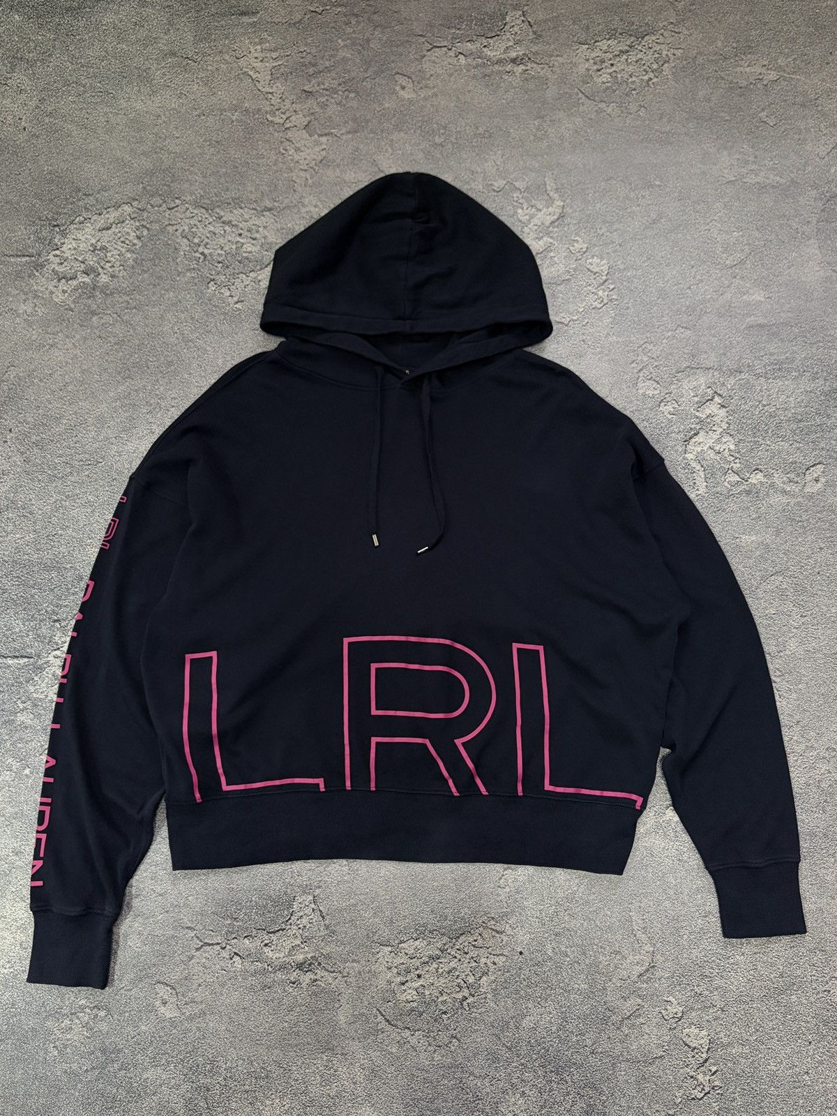 Lauren Ralph Lauren LRL Ralph Lauren Navy Cropped Hoodie Neon Pink Logo M Size M / US 6-8 / IT 42-44 - 3 Thumbnail