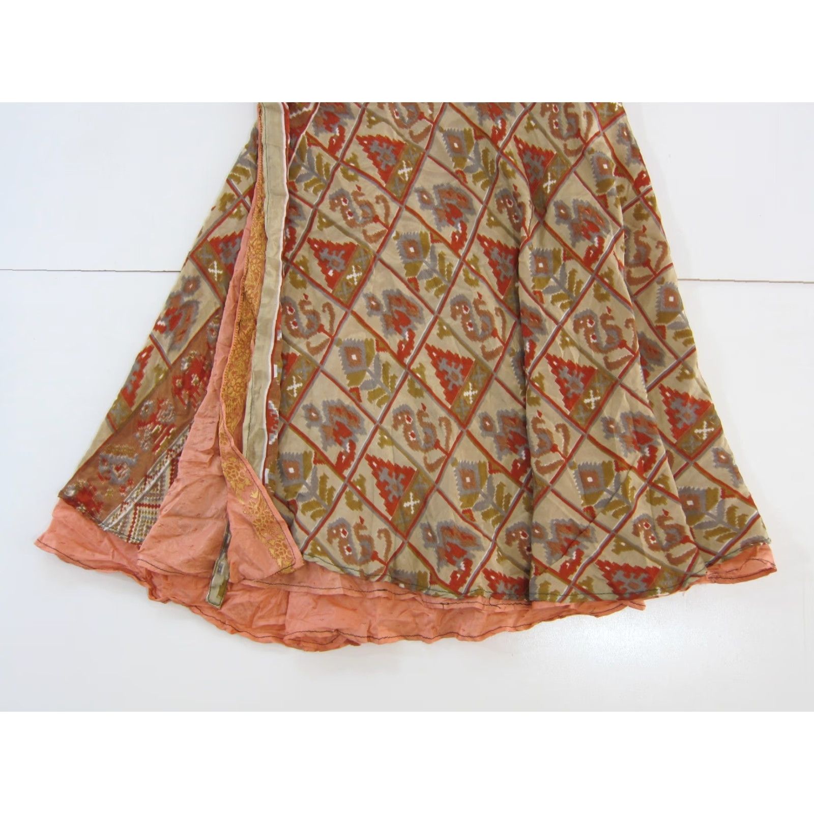 Pinko VINTAGE India Silk Pink Floral Paisley Wrap Skirt OS Women Long Reversible 100% Silk Size 42" / US 20 - 6 Thumbnail