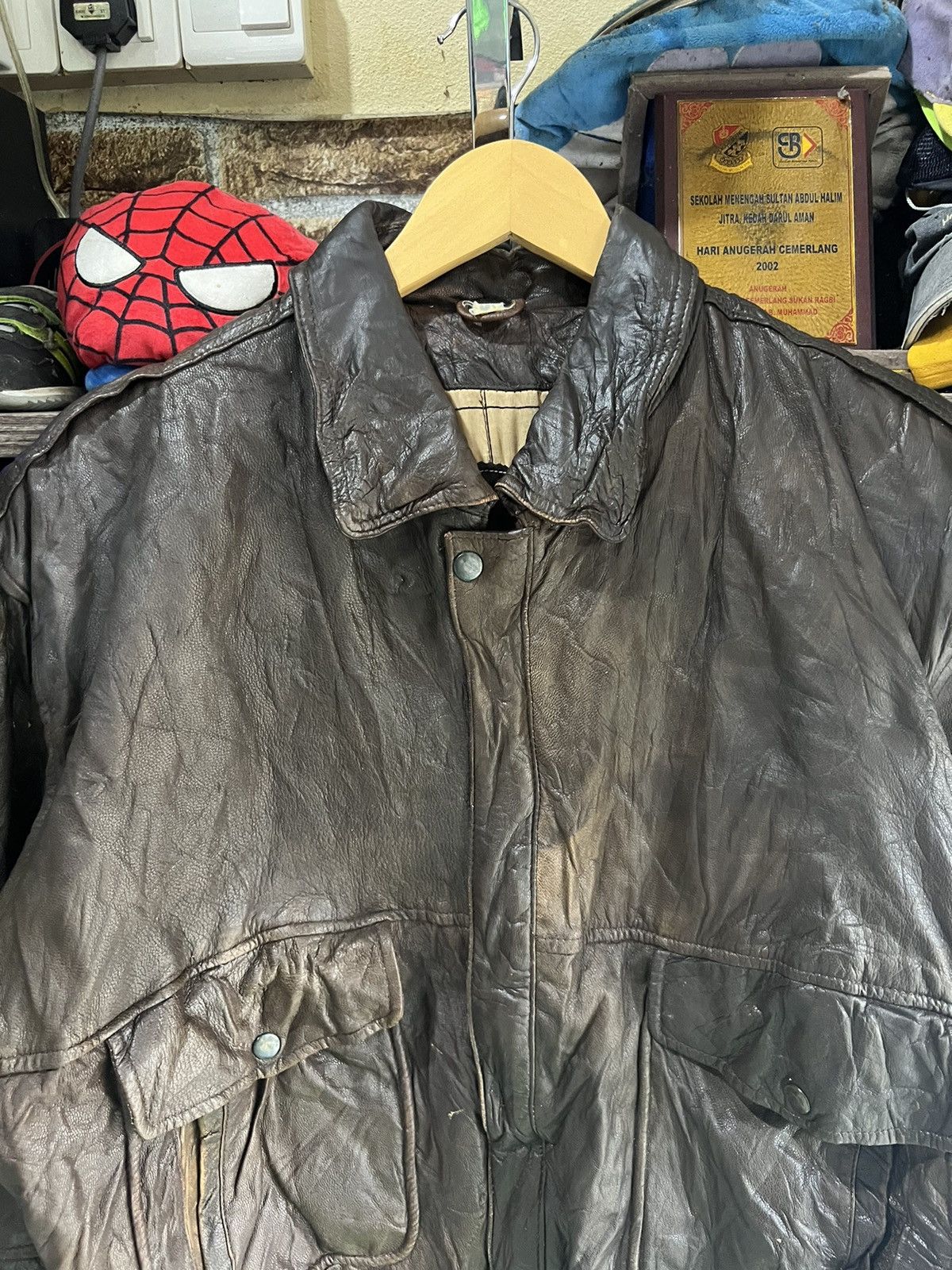Genuine Leather 🔥Vintage Unknown Brand Real Leather Jacket Size US XL / EU 56 / 4 - 4 Thumbnail