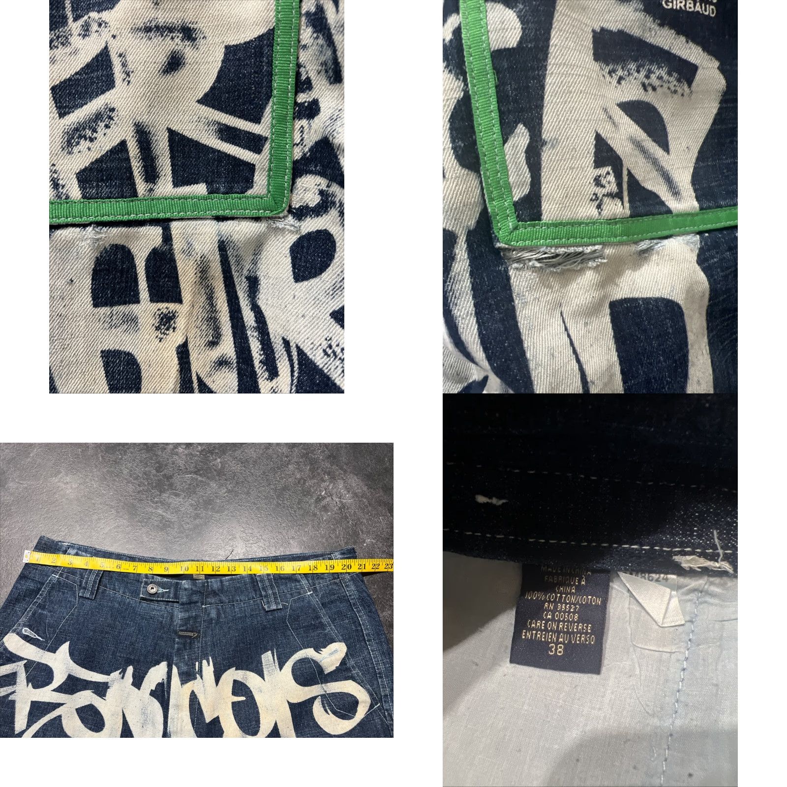 Denime VINTAGE Girbaud Jeans Denim Spellout Graffiti 90s Wide-Leg Size 38 Blue Men's Regular 38in Inseam Distressed Rare Size US 38 / EU 54 - 9 Thumbnail