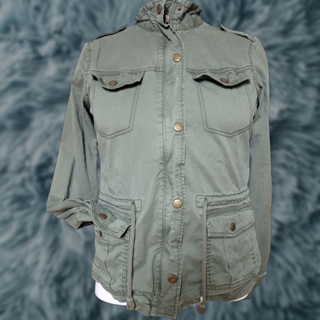 Vintage Mudd Women's Jacket Military Style Full Zip Jrs Small Green Cotton Blend Pockets Casual Size S / US 4 / IT 40 - 1 Thumbnail
