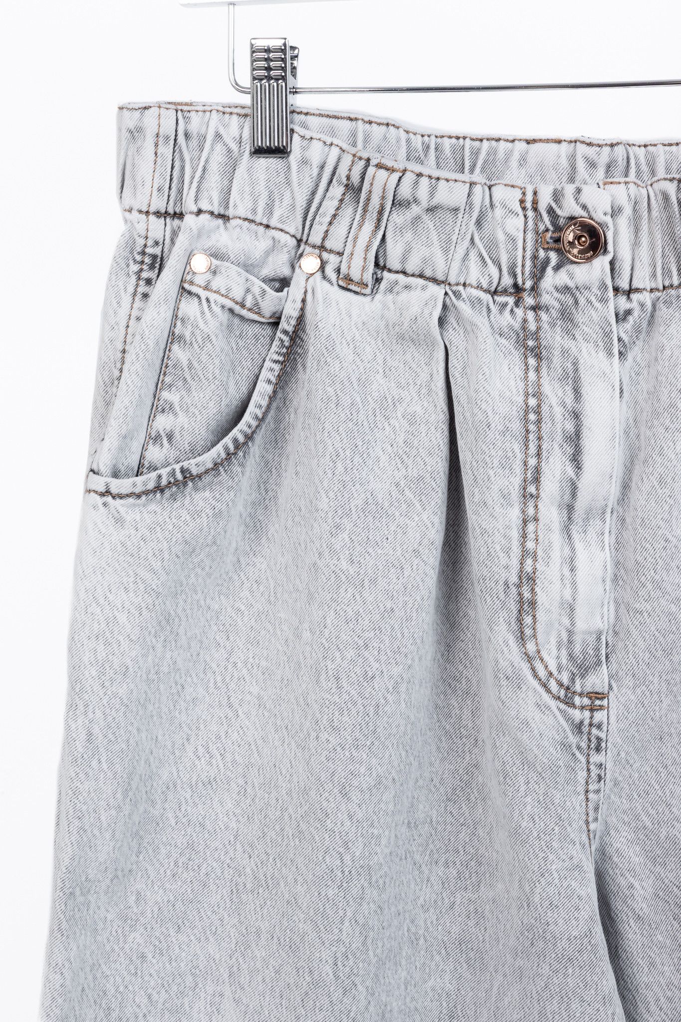 Brunello Cucinelli Brunello Cucinelli Acid-Wash Elastic-Waist Wide-Leg Jeans Size 34" / US 12 / IT 48 - 4 Thumbnail