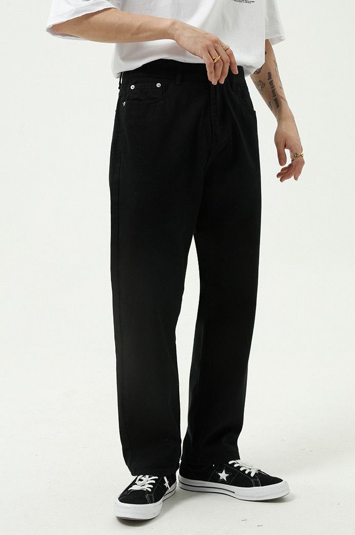 Japanese Brand × Jean Black washed simple all-match slim jeans Size US 32 / EU 48 - 2 Thumbnail