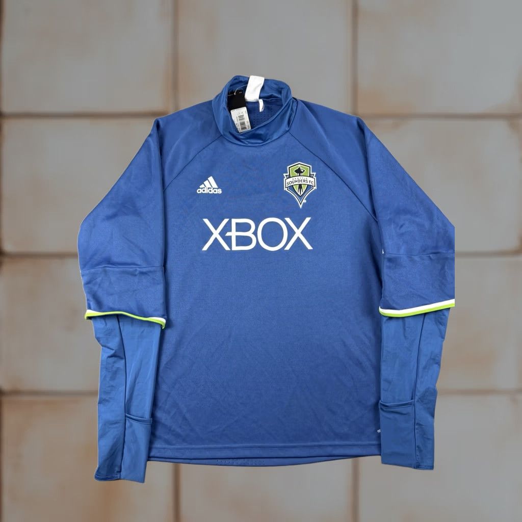 Adidas Adidas Seattle Sounders Soccer Long Sleeve Jersey XL Goalie Kit Blue Mens Mock Neck Pullover Size US XL / EU 56 / 4 - 1 Thumbnail