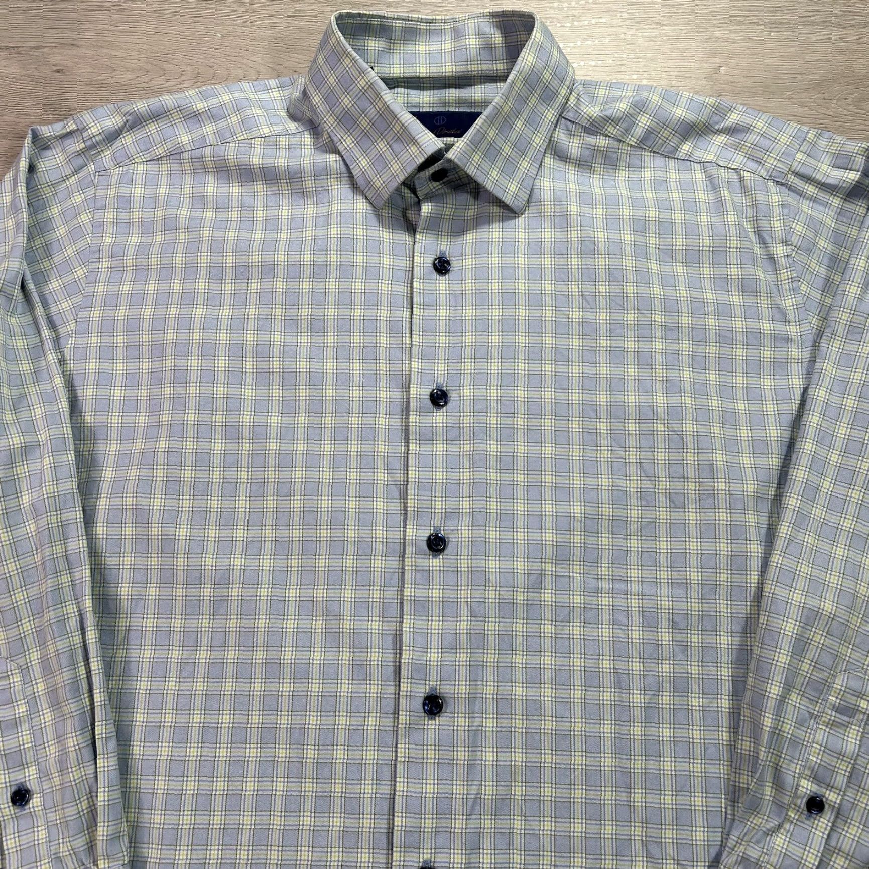 David Donahue David Donahue Shirt Mens 16.5 32/33 Blue Green Plaid Long Sleeve Button Front Dress Shirt Size US XL / EU 56 / 4 - 3 Thumbnail