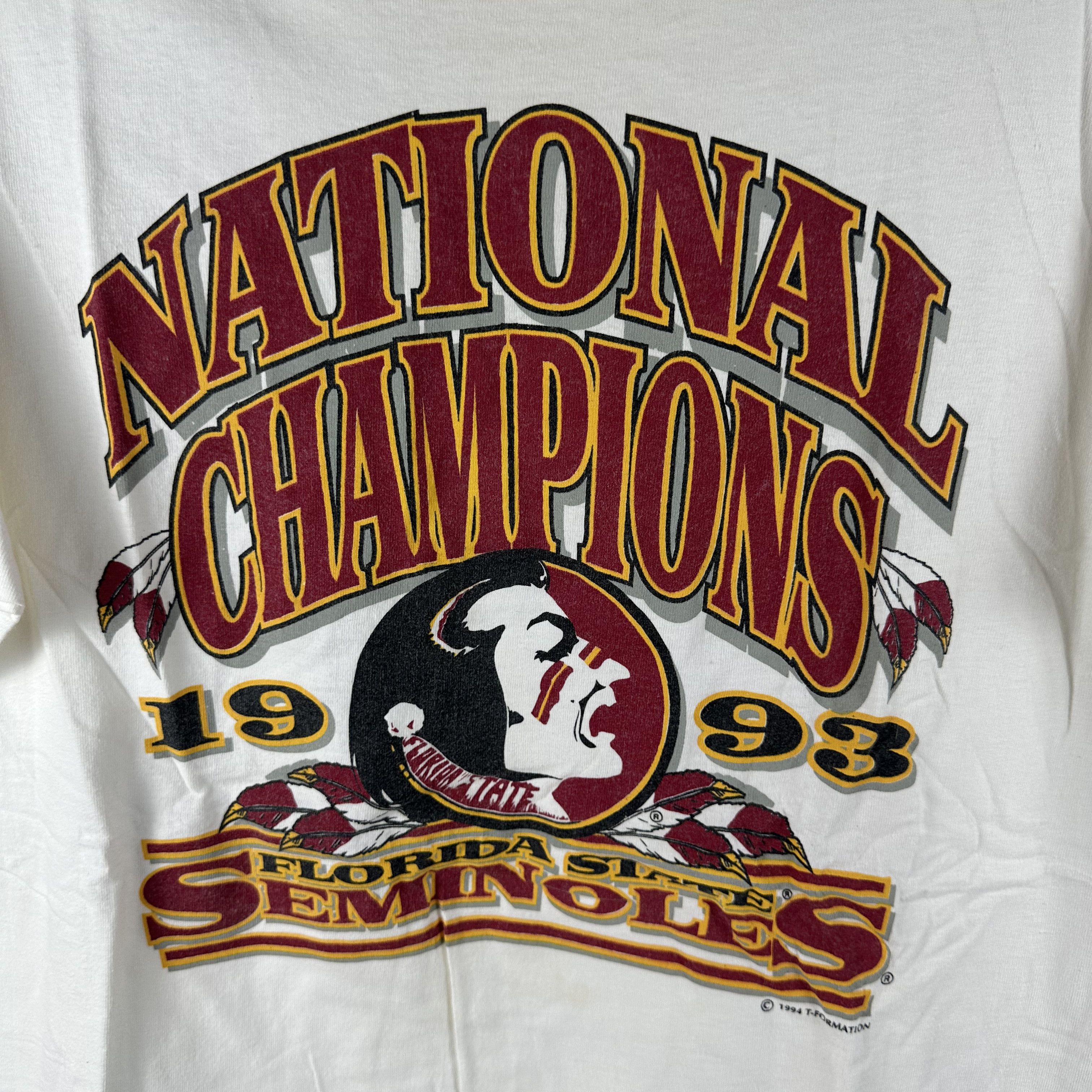 Vintage 1993 FSU Seminoles Football NCAA National Champions T-Shirt Size US XL / EU 56 / 4 - 2 Thumbnail