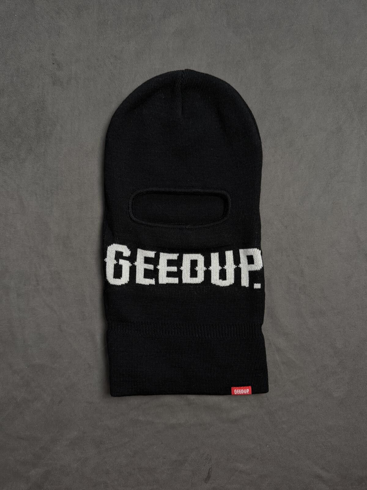 Japanese Brand Y2k Drill Geedup Logo Balaclava Black Ski Mask Size ONE SIZE - 1 Thumbnail