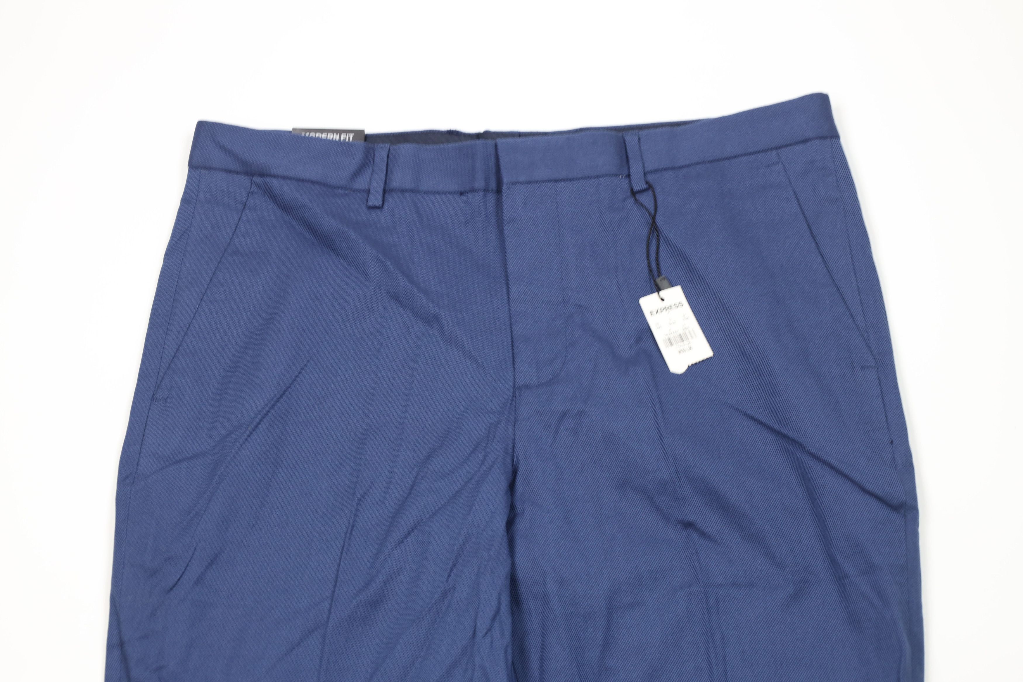 Express New Express Modern Fit Straight Leg Chino Pants Blue Size US 33 - 2 Thumbnail