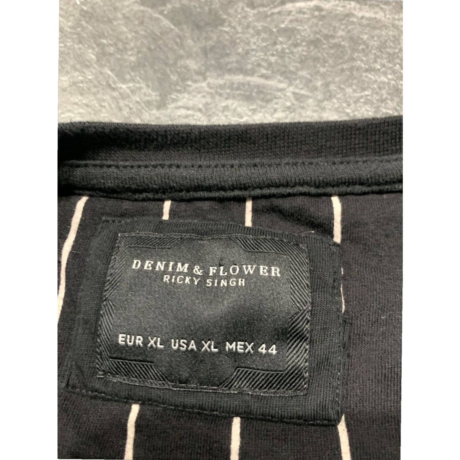 Denime Denim & Flower Ricky Singh Black Striped Short Sleeve XL Limited Edition Mens T Shirt Size US XL / EU 56 / 4 - 5 Thumbnail