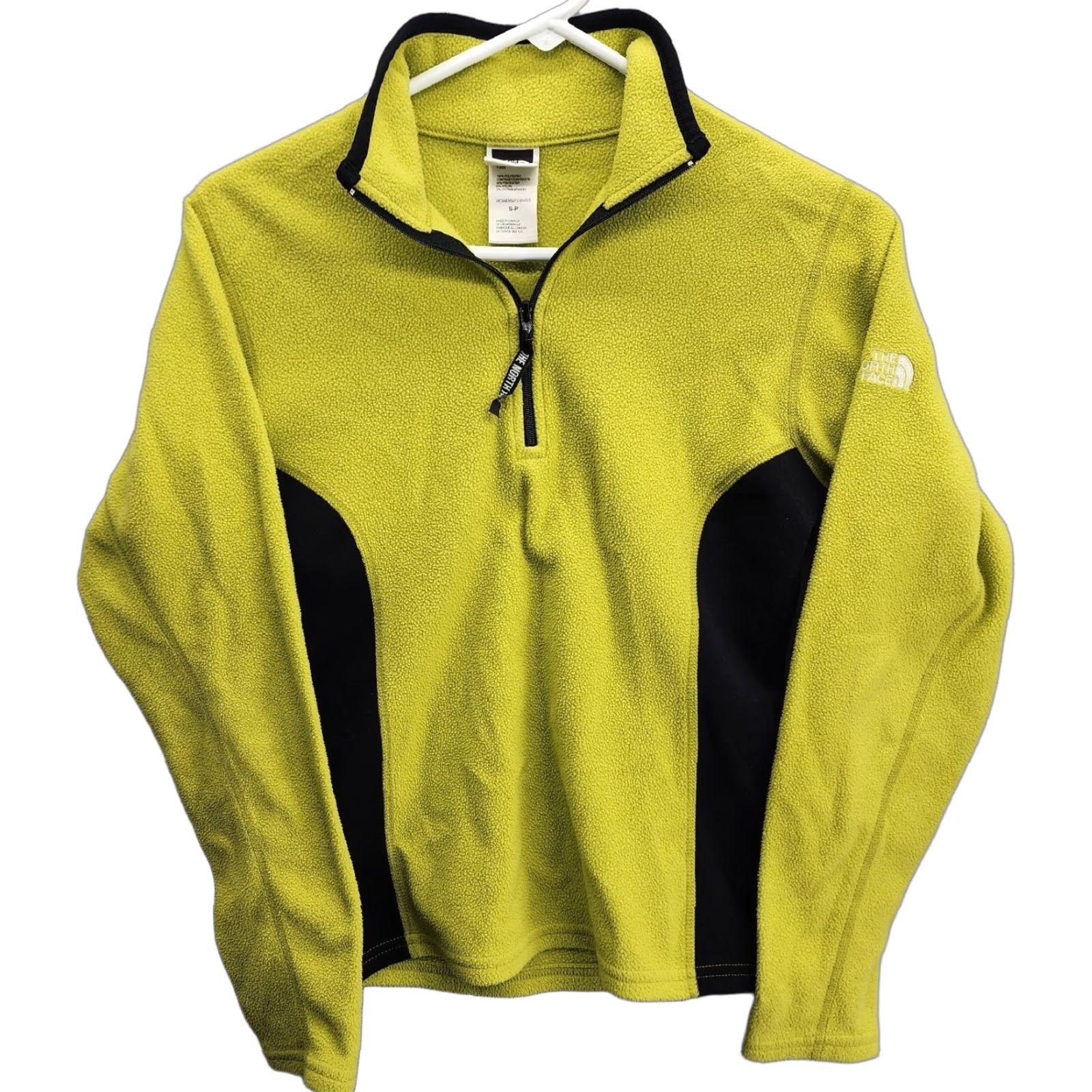 The North Face Womens Fleece 1/4 Zip Lime Green & Black Size Small