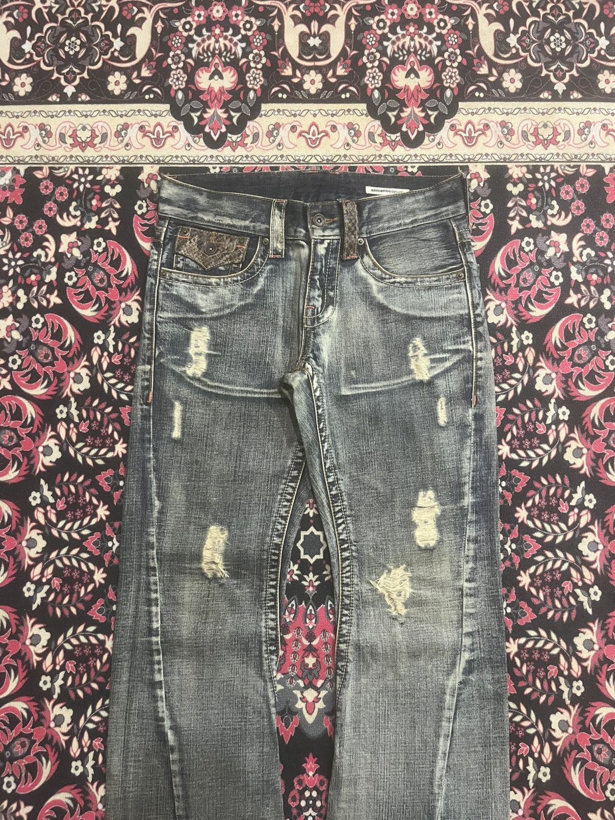 semanticdesign Semantic Design Phyton Detailed Mud Washed Spiral Flare Jean Size US 30 / EU 46 - 3 Thumbnail