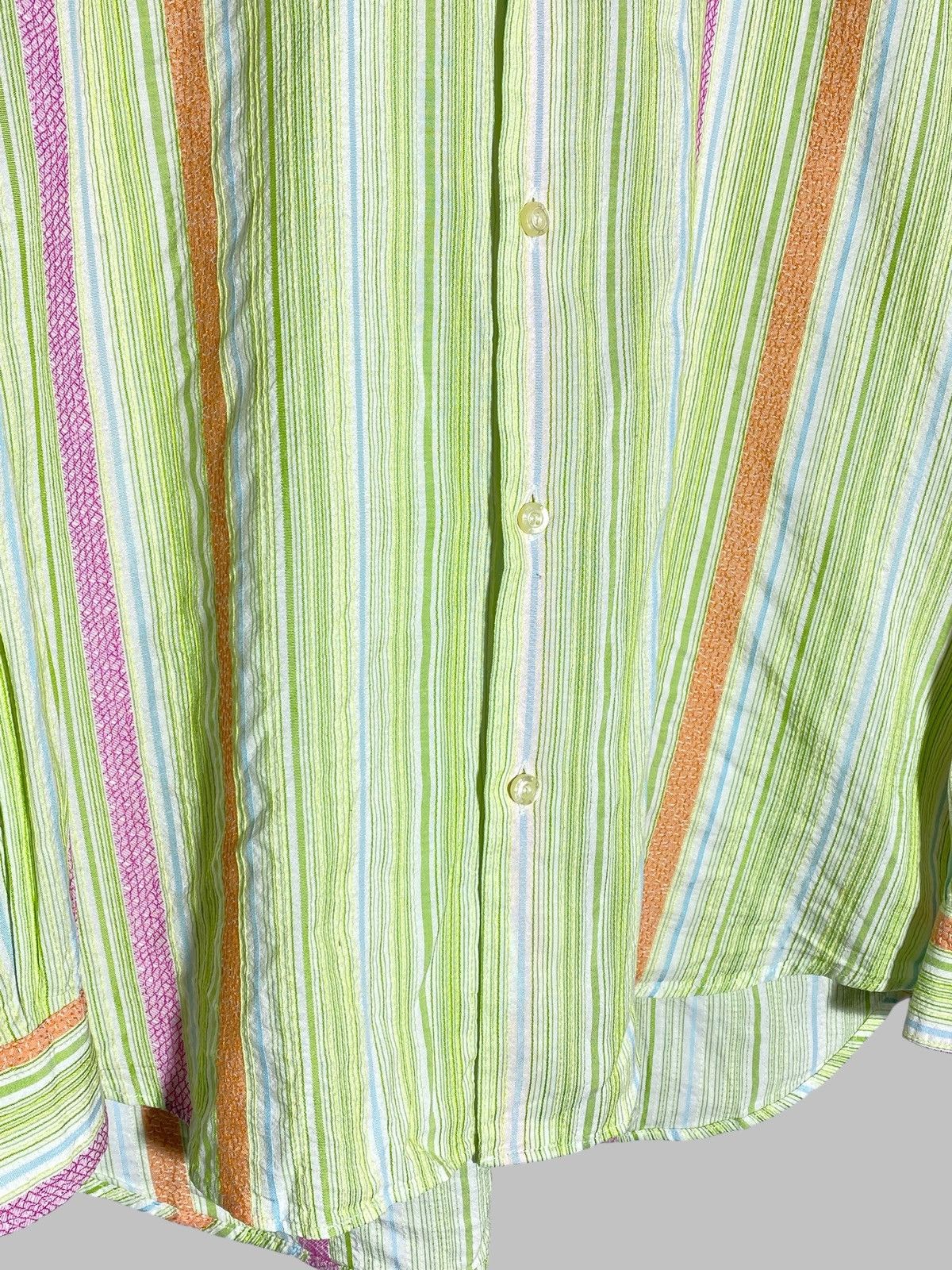 Etro 🔥 ETRO MILANO MULTICOLOR TEXTURED STRIPE PATTERN SHIRT Size US M / EU 48-50 / 2 - 4 Thumbnail
