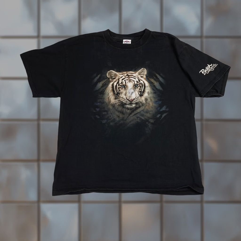 Delta VINTAGE Busch Gardens Shirt Mens Large Black White Tiger Graphic 90s Tee Delta Size US L / EU 52-54 / 3 - 1 Thumbnail