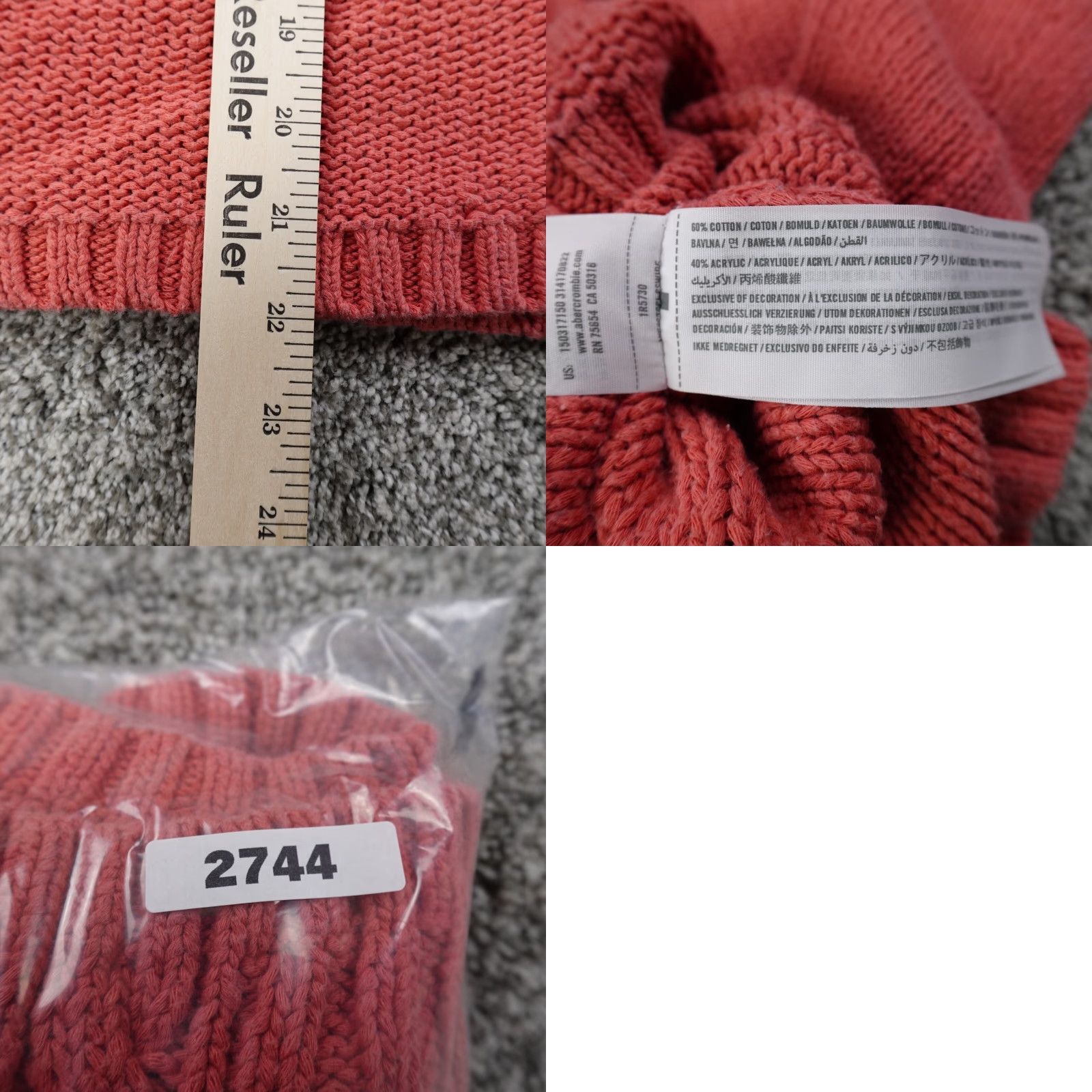Abercrombie & Fitch Abercrombie & Fitch Sweater Womens S Pink Aran Knit Crewneck Pullover Size S / US 4 / IT 40 - 8 Thumbnail