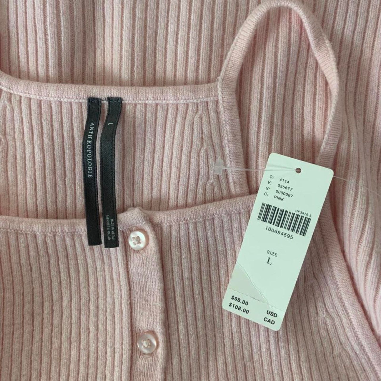 Anthropologie New Anthropologie Wool & Cashmere Button Sweater Tank Size L / US 10 / IT 46 - 6 Thumbnail