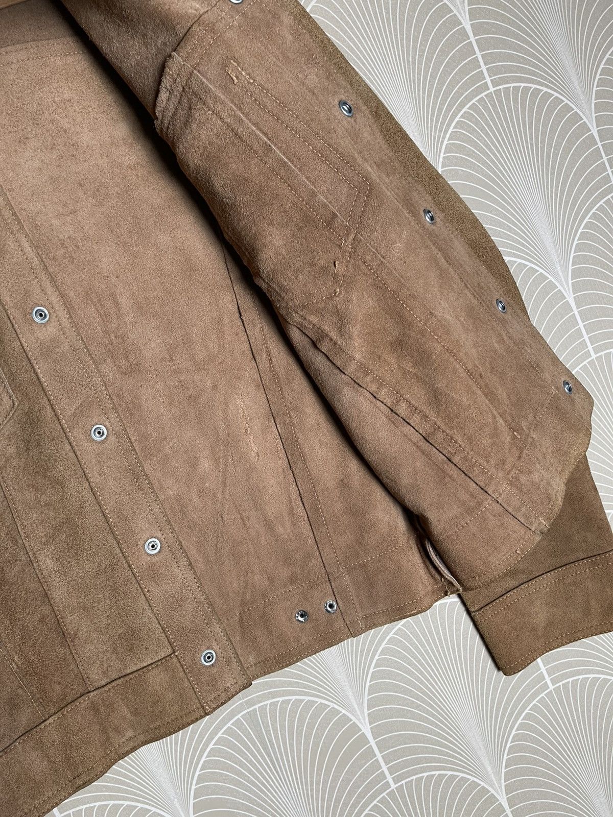 Genuine Leather × Homemade × Vintage 70s SUEDE RAWHIDE LEATHER BIKER JACKET Size US S / EU 44-46 / 1 - 18 Thumbnail