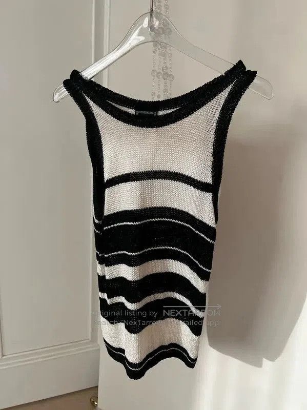 Versace Versace Black and White Striped Tank Top . Size M / US 6-8 / IT 42-44 - 6 Thumbnail