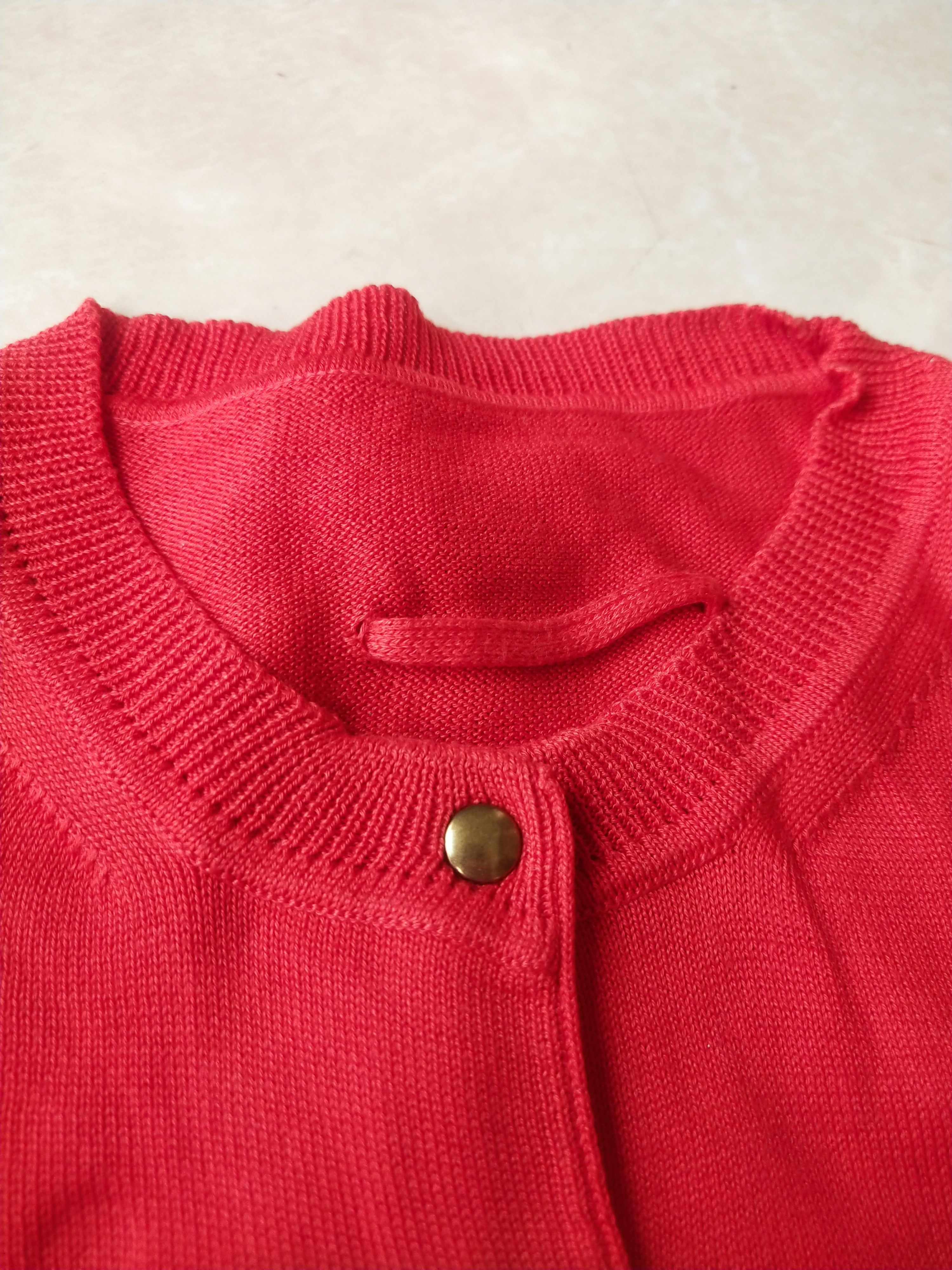 Vintage Yuri Park Milano Artisan Red Short Sleeve Knit Cardigan Size S / US 4 / IT 40 - 4 Thumbnail