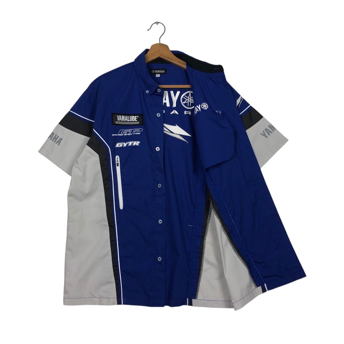 Japanese Brand 📌Vintage Shirt Button Worker Jacket Yamaha Big Logo Size US L / EU 52-54 / 3 - 12 Thumbnail
