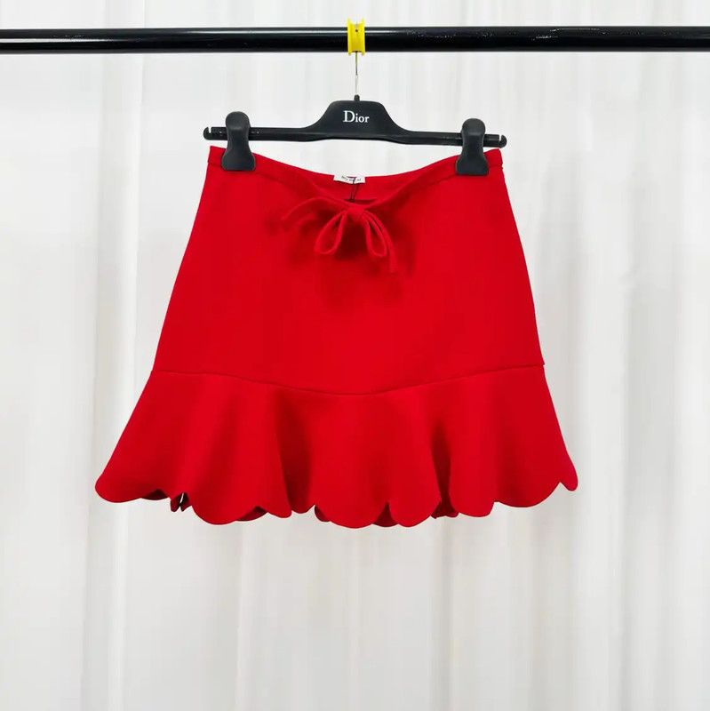 Miu Miu Miu Miu Red Silk Blend A-Line Skirt 0089 Size 42" / US 20 - 1 Thumbnail
