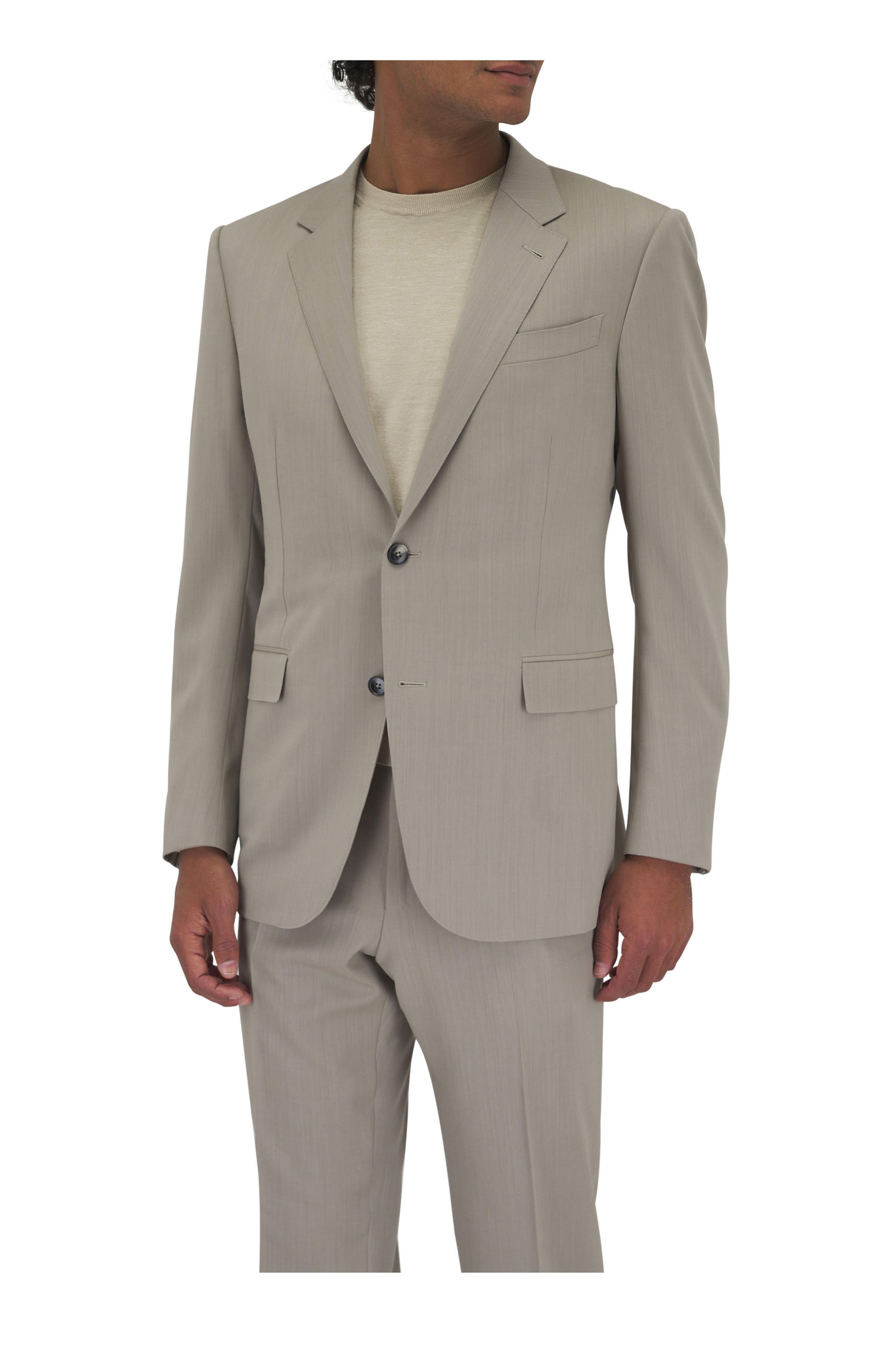 Z Zegna o1mtch0225 Wool Suit in Tan Size 44R - 3 Thumbnail