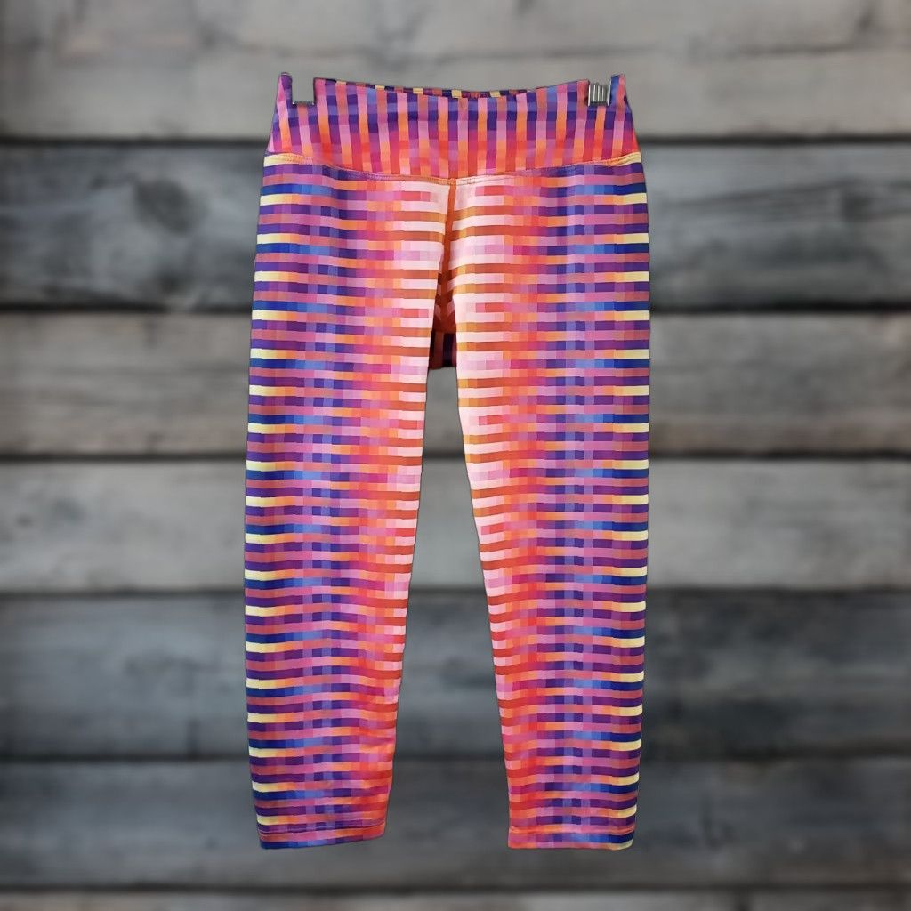 Prana prAna Womens Roxanne Capri Leggings XS Pink Blue Checkered Low Rise Capris Size 26" / US 2 / IT 38 - 1 Thumbnail