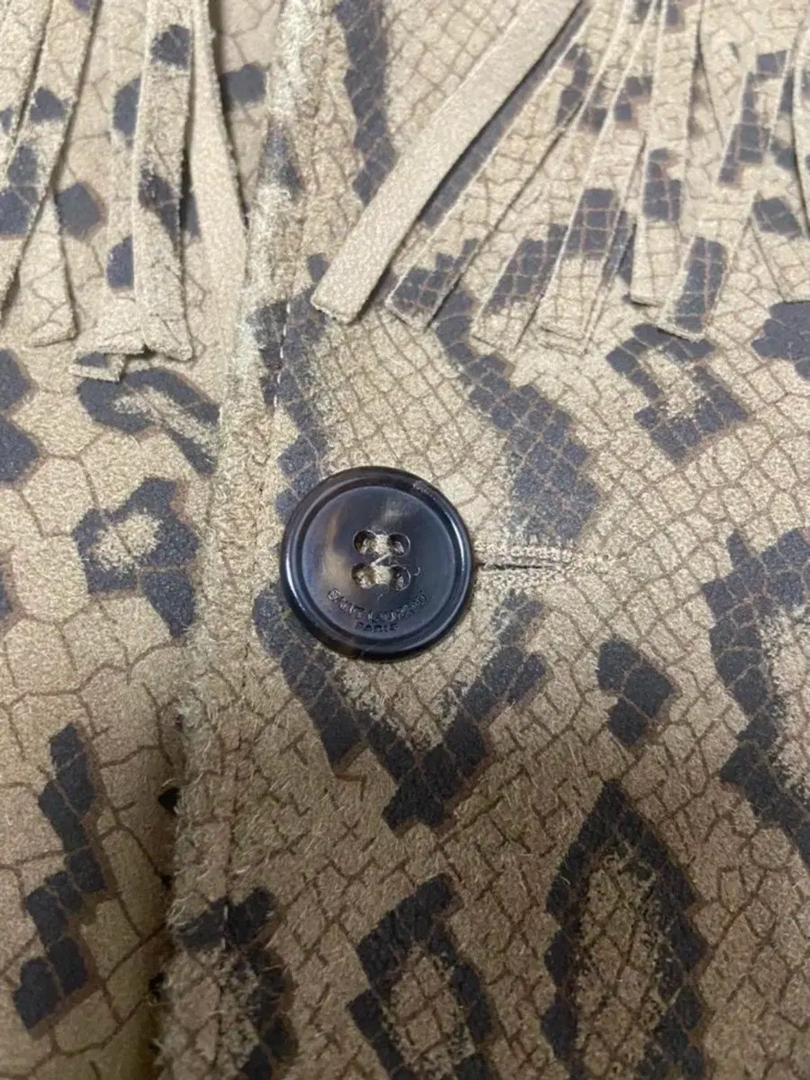 Saint Laurent Paris Saint Laurent Leather Fringe Leopard Printed Safari Jacket Size US S / EU 44-46 / 1 - 4 Thumbnail
