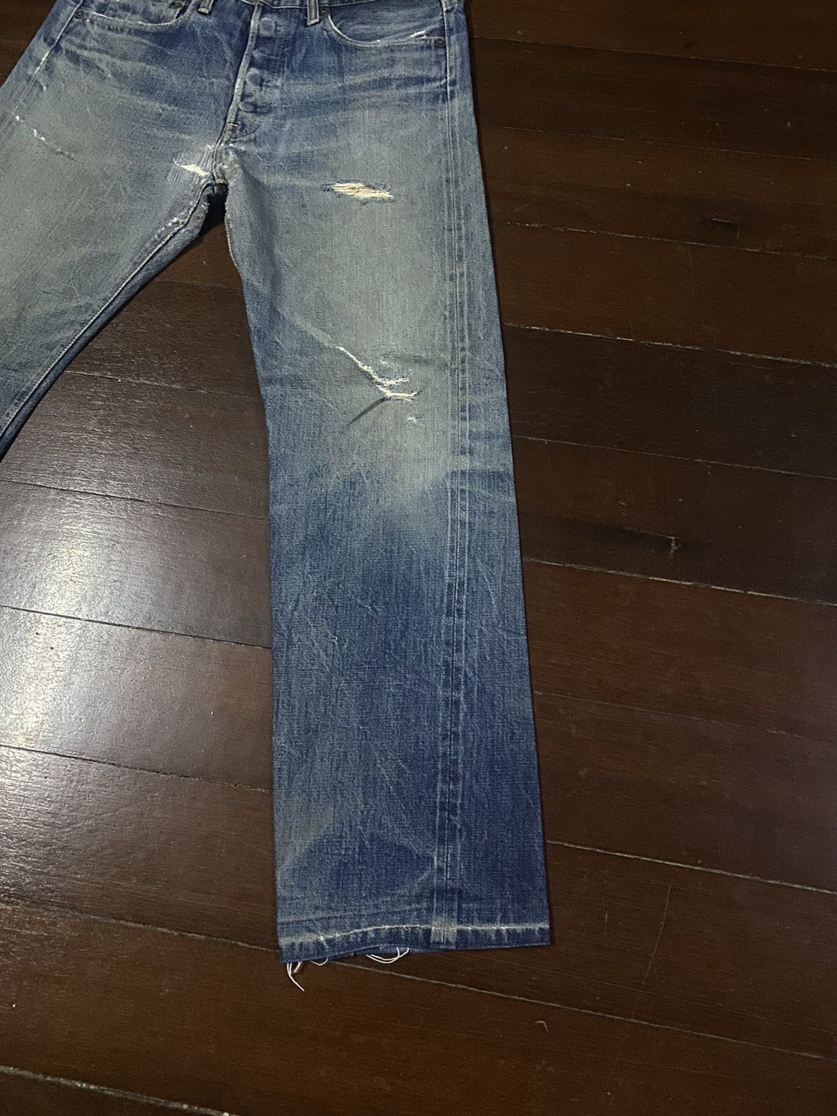 Denime Vintage 90s DENIME Orizzonti mud wash distressed rework Size US 35 - 4 Thumbnail