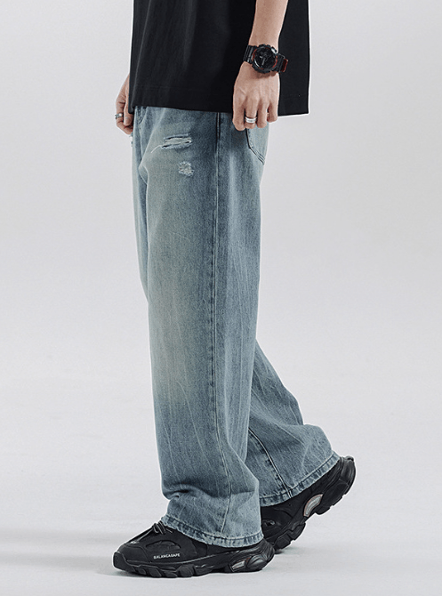 Japanese Brand American high street retro distressed ripped flared jeans Size US 34 / EU 50 - 4 Thumbnail