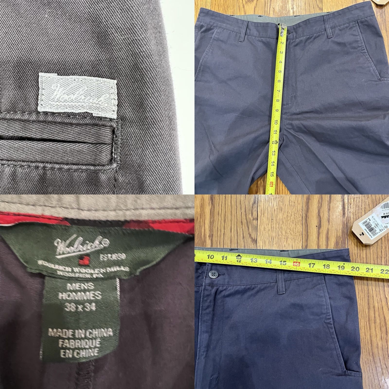 Vintage Woolrich Milestone Chino Pants Flat Front 38x31 Gray Mens Regular 38 Sl ash Pocket Classic Comfort USA Logo NWT Size US 38 / EU 54 - 8 Thumbnail
