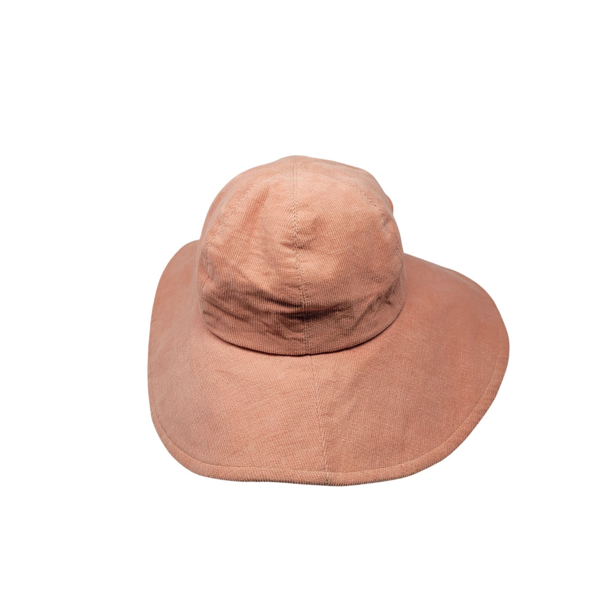 Vintage Vtg Betmar Peach Corduroy Wide Brim Sun Hat Flower Accent Co Size ONE SIZE - 8 Thumbnail