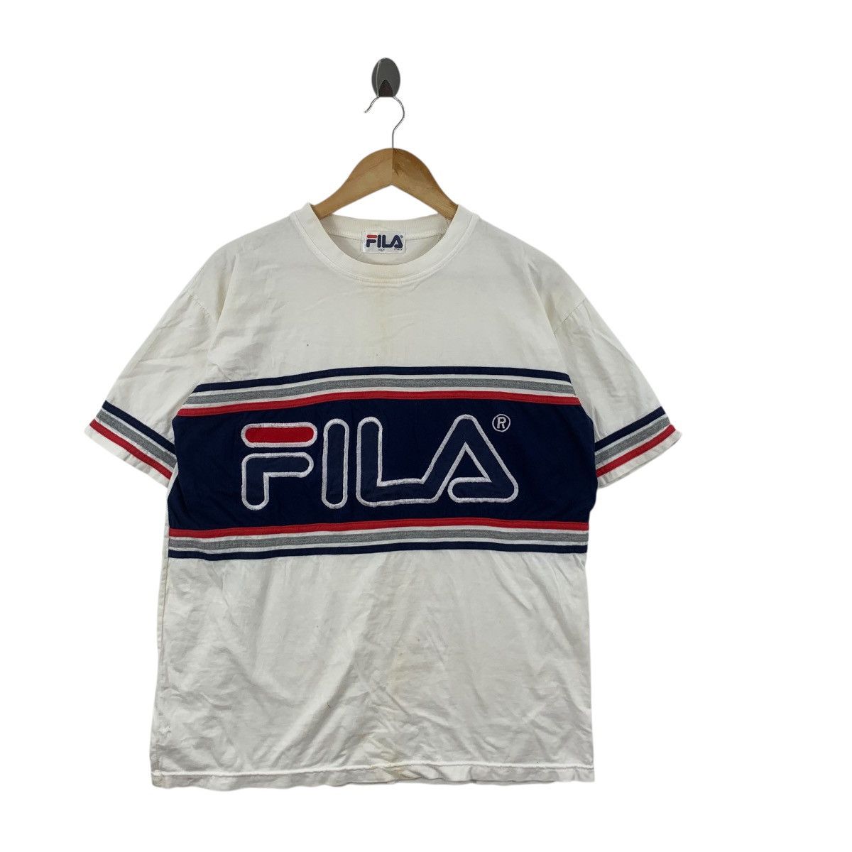 Fila Vintage FILA BIELLA ITALIA Embroidered Logo Baggy Tee Size L / US 10 / IT 46 - 4 Thumbnail