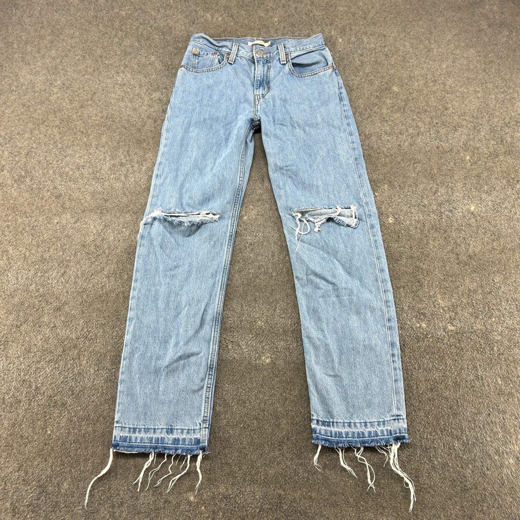 Levi's Levis Jeans Womens 25x30 Blue Straight Relaxed Light Distressed Zipper Denim 30in Inseam Size 42" / US 20 - 2 Thumbnail