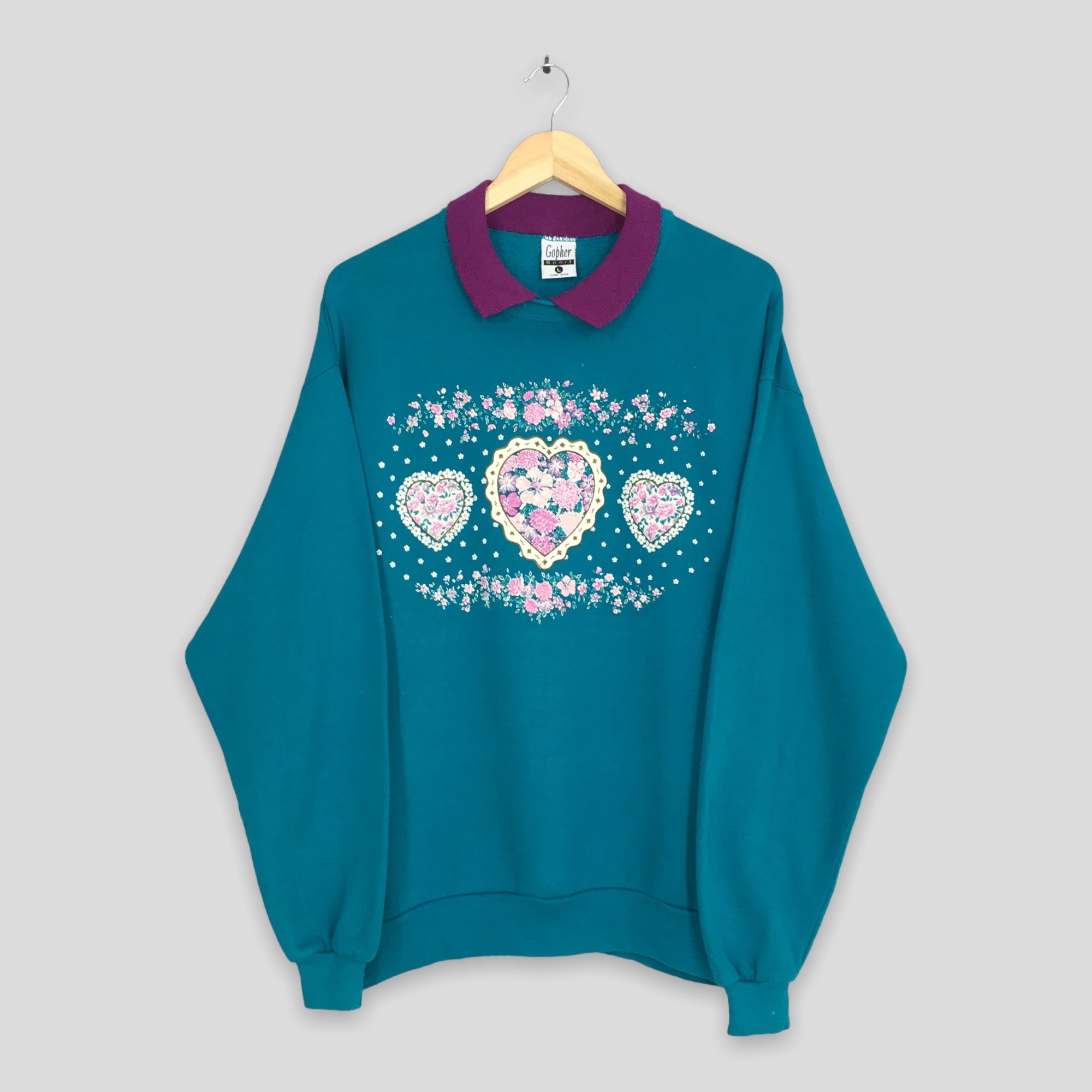 Vintage Vintage 90s Love Flower Art Printed Sweatshirt Large Size US L / EU 52-54 / 3 - 1 Thumbnail