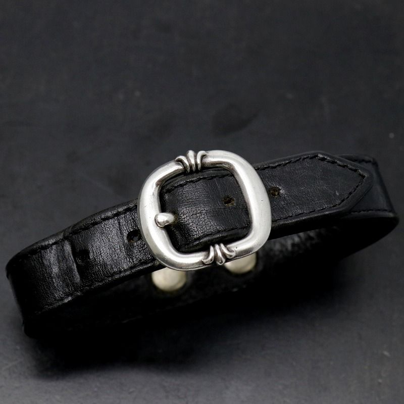 Pre-owned Chrome Hearts Leather Gunslinger Bracelet In Black