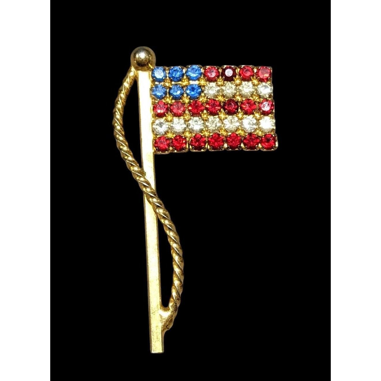 Other Vintage Rhinestone USA American Flag Brooch Size ONE SIZE - 1 Thumbnail