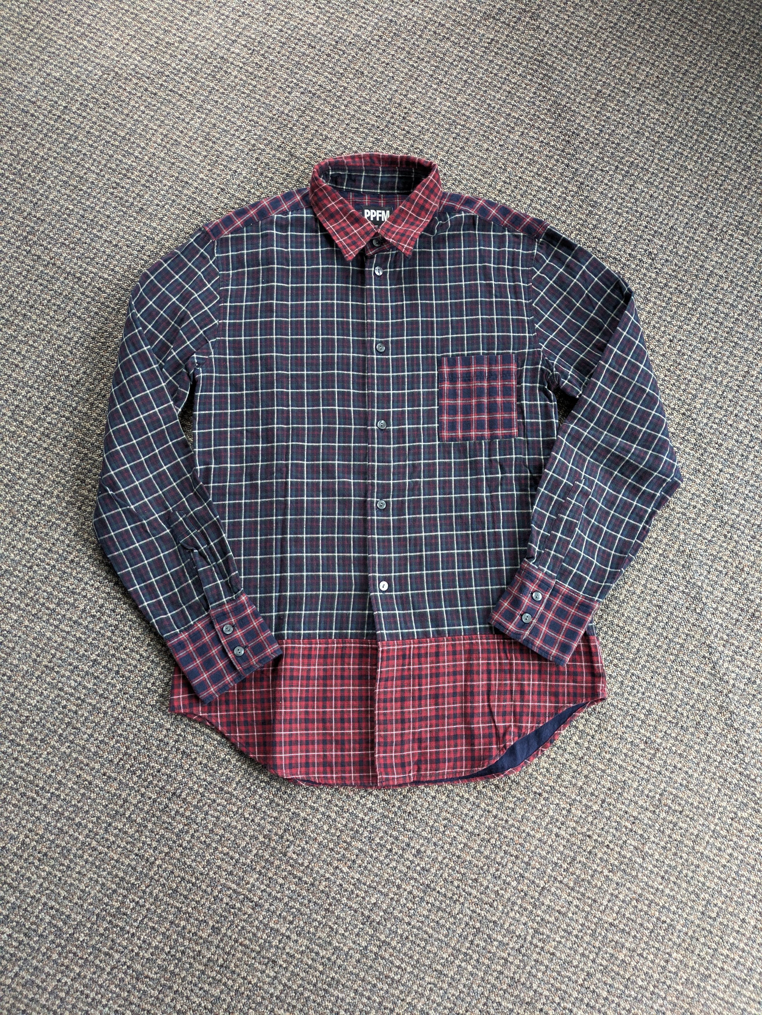 Plaid Shirt Patchwork Button Up Shirt Polo Ralph Lauren Patchwork