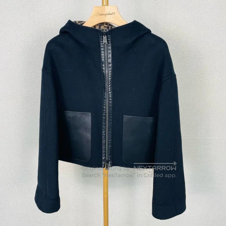 Fendi Fendi Black reversible fully printed wool jacket coat Size XXS / US 00 / IT 34 - 1 Thumbnail