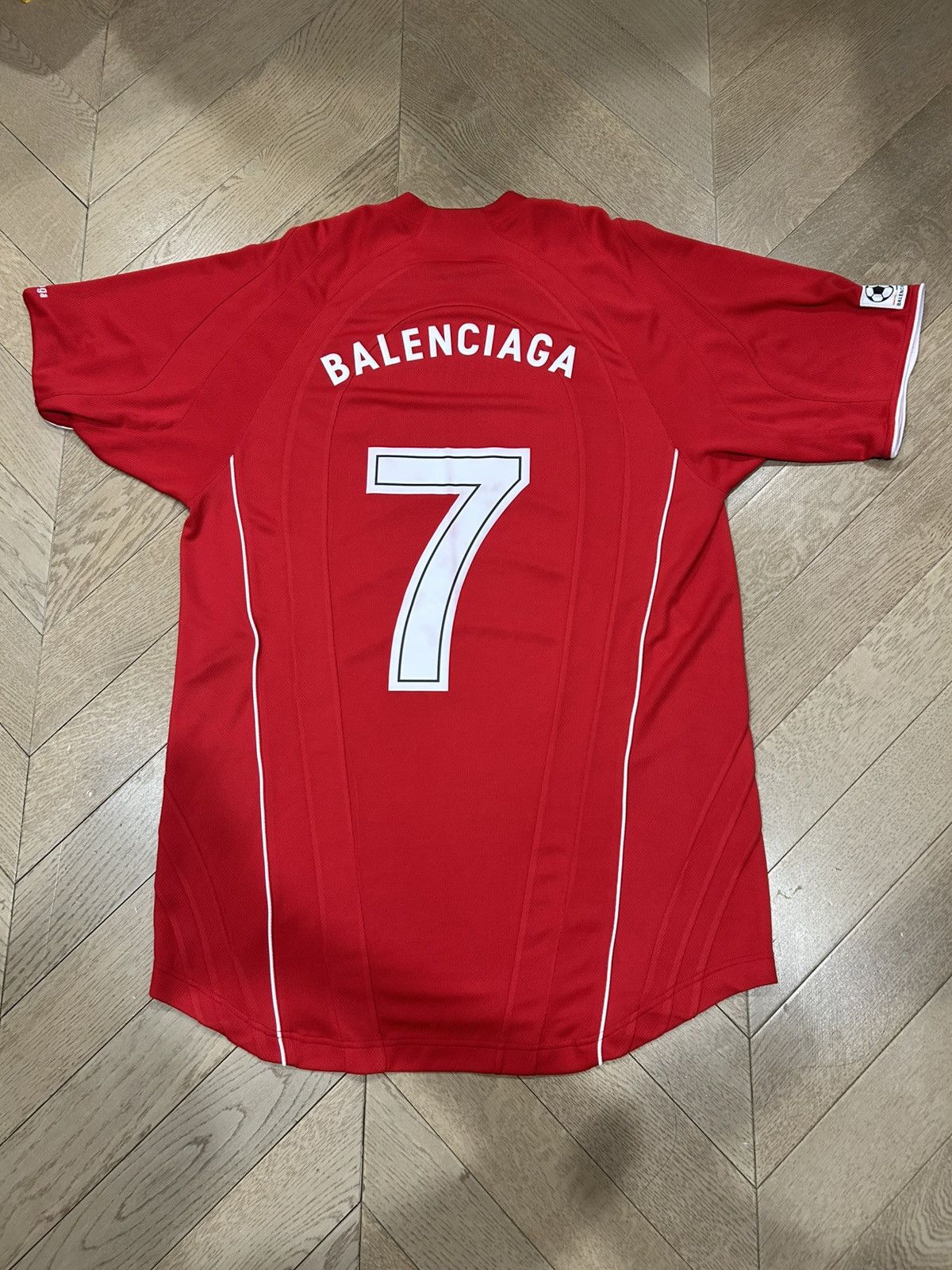 Balenciaga RED & WHITE LOGO SOCCER T-SHIRT Size US XS / EU 42 / 0 - 6 Thumbnail